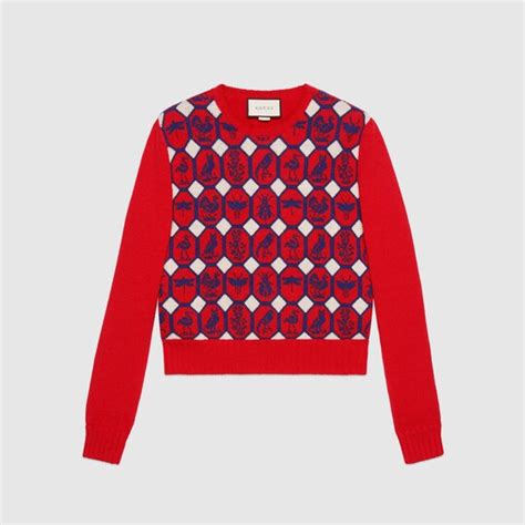 gucci sweater blue and red|Gucci outlet cardigan.